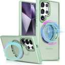 for Samsung Galaxy S24 Ultra Case, [Compatible with Magsafe][Built in Stand & Rotating Ring Holder] MIL-Grade Dual Layer Shockproof, Full Protective Case for Galaxy S24 Ultra-Mint Green