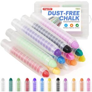 Dustless Chalk for Kids, 12 Pcs Non-Toxic Washable Sidewalk Chalk Pens, Vibrant Colored Chalk for Chalkboard & Blackboard Drawing, Wet Erase Easy Clean Art Set