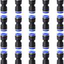 PIONFYNES 20PCS Straight Push Connectors Quick Release Plastic Push to Connect Fittings 1/2" inch Quick Connect Air Hose Fittings (1/2'', Blue)