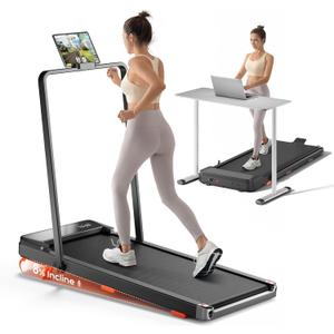 Walking Pad,Treadmill with Incline for Home Office, 2.5HP Portable Under Desk Treadmill with 265 Lbs Capacity,Remote Control, Led Display (Light Black)