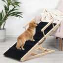 Dog Ramp for Bed - Foldable Small to Large Dog Ramp for Couch - 6 Adjustable Height from 12" to 24" - High Traction Mat & Safety Side Rails - Wooden Ramp for Dogs to Get on Bed Couch Car Up to 200LBS