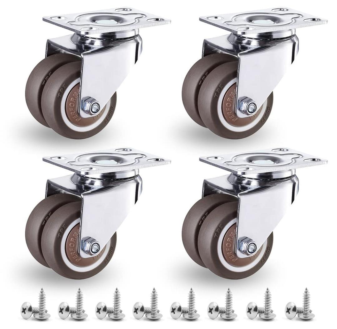 NERILEE 2" Heavy Duty Casters Wheels,Total Load 880Lbs Pack of 4 No Floor Marks Silent Rubber Castor Swivel Castor Wheels, for Moving Furniture/Table/Trolley/Workbench or Pallet Swivel Wheels