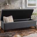 Storage Ottoman Bench, Large Ottoman Bench for Bedroom End of Bed,Living Room, Entryway, Hallway, Foot Rest Stool with Storage, Gray (19.25"D x 50.5"W x 15.75"H)