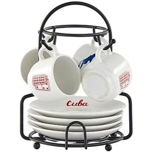 IMUSA 8pc 1.5oz Cuba Espresso Cups & Saucers Set w/Rack