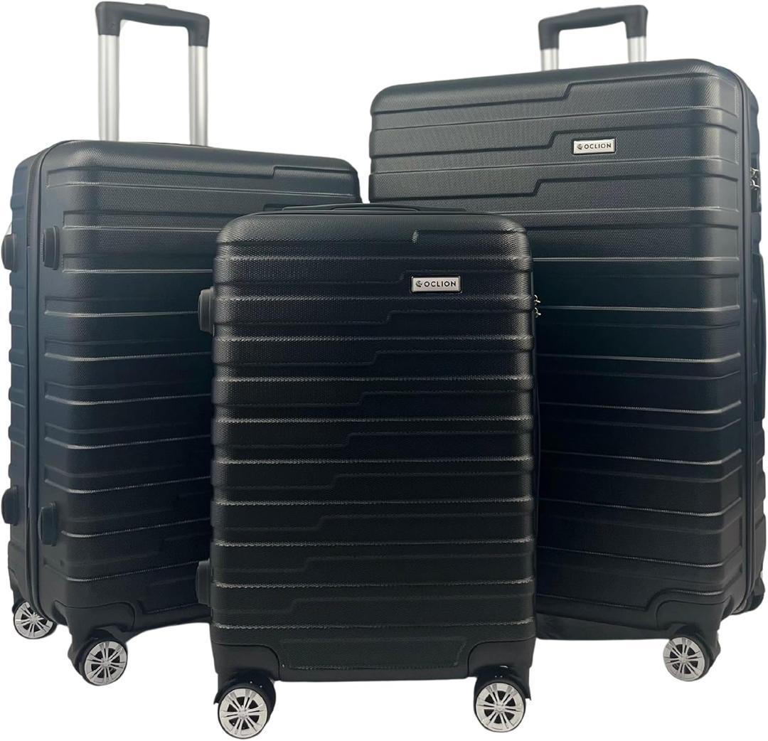 Luggage Sets - Suitcases with Wheels, 3 Piece Luggage Set ABS - Large Suitcase, Medium Suitcase, and Carry-On, Hard shell, TSA Lock (Black, 3-piece Set (28 Inch, 24 Inch, 20 Inch))