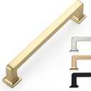 5 Inch 10 Pack Brushed Brass Cabinet Pulls - Gold Kitchen Handles (5"/128MM Hole Center)