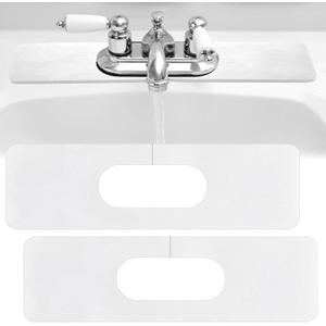 Tioncy 2 Pcs Faucet Mat Sink Splash Guard Oval-hole Oval Splash Pad for Kitchen Sink Oval Base Diatomite Faucet Mat for Bathroom Absorbent Mat Splatter Screens (White)