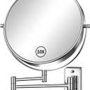 Gospire 9" Large Size Wall Mount Magnifying Mirror with 1X/10X Double-Sided, 360 Swivel Chrome Polished Extendable Cosmetic Vanity Round Shaving Bathroom Magnification Mirror for Men and Women (9"L x 9"W, Silvery)