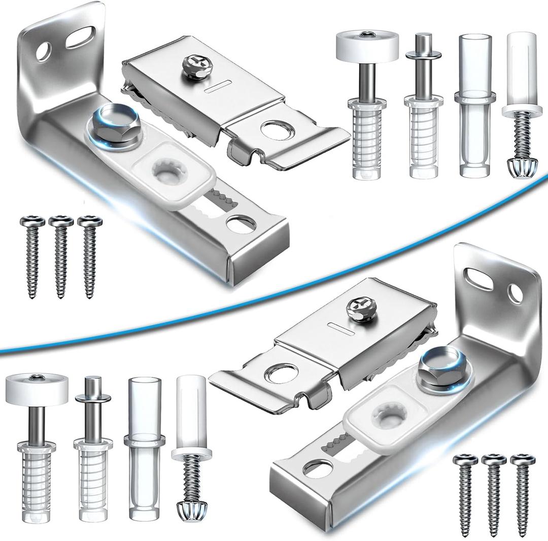 Closet Doors Bifold Door Hardware - 2 Pack Sliding Door Hardware Bi Folding Door Hardware Barn Pocket Repair Kits Includes Top and Bottom Brackets, Pivots with Guide Wheel for 1" to 1-3/8" Thick Doors