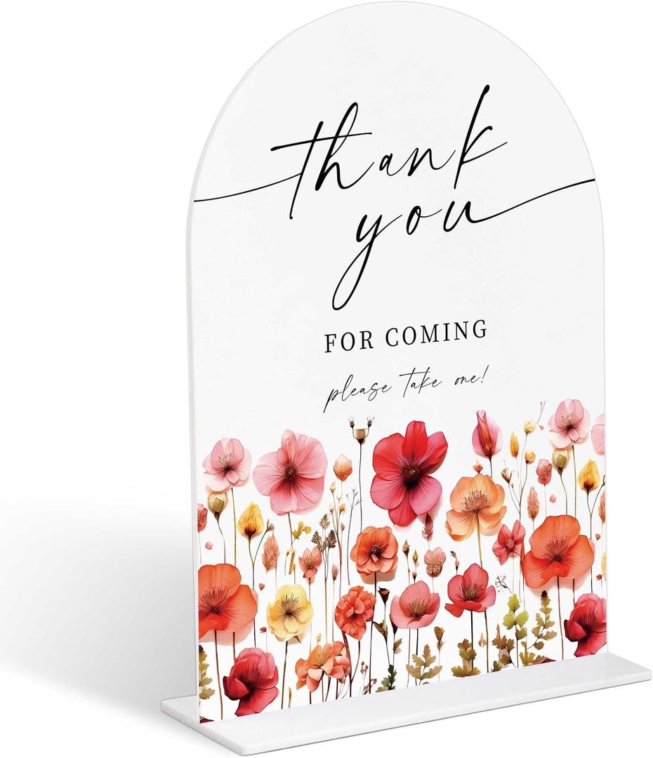 2 x Acrylic Wedding Signs Thank You for Coming Please Take One Sign, 6x8" Arch Acrylic Table Decor, Love Is In Bloom & Baby In Bloom Decorations for Baby Shower Bridal Shower Engagement Party