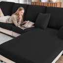 BT.WA Sectional Couch Covers for Sofa Cushion L Shaped Couch Cover Washable Soft Couch Cushion Covers Stretch Sofa Slipcovers with 2 Pcs Pillowcases(3-Piece 2 Seater + 1 Chaise, Black)