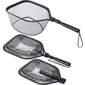 PLUSINNO Fly Fishing Net, Bass Trout Landing Net, Folding Fishing Nets Fresh Water, Safe Fish Catching or Releasing
