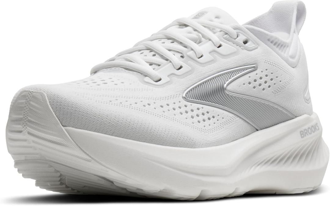 Brooks Womens Glycerin 23 Neutral Running Shoe (12, White/Oyster/Silver)