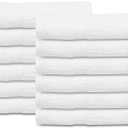 GOLD TEXTILES 24 PCS New White 20X40 Cotton Blend Economy Bath Towels Soft & Quick Dry Salon Hair Towel-Gym Towel (2 Dozen)
