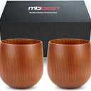 Handcrafted Wooden Whiskey Glasses Gift Set for Men – Set of 2 Old Fashioned Bourbon Cups with Luxury Gift Box | BreakResistant, Unique Wood Grain | Idea Gifts for Father, Husband & Whiskey Lovers