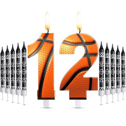 Photect 11 Pcs Basketball Birthday Candles Number 5-9 Candle Cake Topper Decor Basketball Themed Birthday Cake Decorations for Boys Girls Kids Party Supplies Decoration(Number 12)