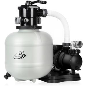 BlueBay 1/2HP Sand Filter Pump 2250GPH for Above Ground Pools | Built-in timer, 7-way valve, and strainer basket for easy pool maintenance; supports pools up to 8,000 gallons.