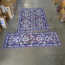 Przemy Runner Rug for Bedroom, 2x6 Washable Floral Runners Rug, Non Slip with TPR Backing Rustic Carpet for Kid's Bedside Living Room Entryway Hallway Kitchen, Purple, Pack of 3