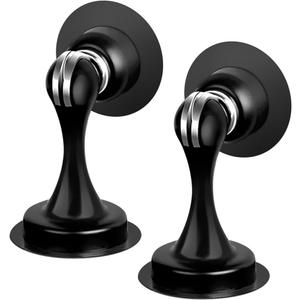 Door Stops 2 Pack, Magnetic Door Stoppers, Heavy Duty Stainless Steel, Magnetic Door Catch Door Holders for Wall Floor Mount, Double-Sided Adhesive Tape, No Need to Drill, Black