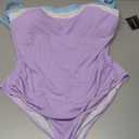 Aidonger Women's Ribbed One Piece Swimsuits Color Block Tummy Control Bathing Suit Slimming 1 Piece Swimwear (XX-Large, Blue-white-purple)