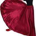 Women Long Tulle Retro Maxi Tea Ankle Length Shiny Skirt for Belly Dancing Dance Costume Cosplay Holiday Weekend Party (Red, XS)