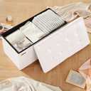HAUSFRAU Ottoman with Storage Bench Folding Foot Rest Stool White