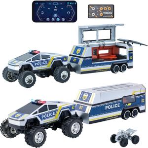 GRANTLEY Mini RC Cybertruck Toy with RV - Remote Control Car RC Trucks,1:64 Scale Off-Road Car, Kids Christmas Birthday Gifts Present Boys Girls Toys Ages 6+