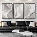 Large Framed Modern Abstract Wall Art for Living Room, Minimalist Bright Style Prints Wall Paintings Artwork for Walls, Silver Gray Contemporary Luxury Pictures for Hallway, Office Wall Decor 24x36 In