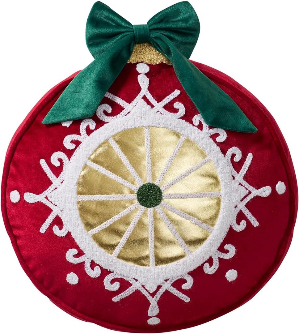 Hallmark - Decorative Throw Pillow for Couch or Bed, Holiday Home Dcor, 12" x 13", (Ornament, Red)