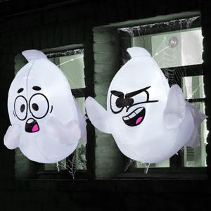 Joiedomi 2 Pack Halloween Inflatable Window Ghost with Build-in LED, 2.6 FT Tall Blow Up Inflatable Scary Flying Ghost Broke Out from Window for Halloween Outdoor, Yard, Garden, Lawn Decoration