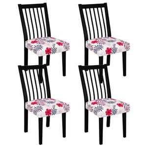 Gdmhy Stretch Dining Chair Seat Covers Set of 4,Dining Chair Slipcovers, Floral Printed Chair Covers,Soft Fabric Washable Upholstered Chair Seat Protector, No Rear Covers for Home Kitchen Dining Room