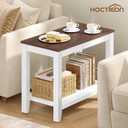 Hoctieon 2-Tier End Table for Living Room, Sturdy Wooden Side Table with 165 lbs Capacity, Compact Nightstand for Bedroom, Modern Sofa Table for Small Spaces, White+Walnut, 1 Pack