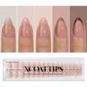 BTArtboxnails XCOATTIPS Press on Nails - Tip Press on Nails, Fake Nails Short Almond Nail Tips, Skin Tones Soft Gel Material Acrylic False Nails Gift for DIY at Home