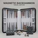 Magnetic Travel Backgammon Sets for Adults - Quality PU Leather Backgammon Board Game for Adults and Kids - 14" Gift for Man Backgammon Board with 32 Magnetic Pieces in PU Leather Case