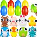 8 Pack Easter Eggs Filled with Big Pop Eyes Animals Toys for Kids, Easter Basket Stuffers Essentials, Easter Eggs with Toys for Easter Egg Hunt, Party Favor Supplies Classroom Prizes for Boys Grils