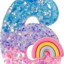 Rainbow Birthday Number Candles, Number 6 Candles, Cupcake Decorations, Macaron Birthday Cake Decorations, Cartoon Theme Party Supplies (Number 6)