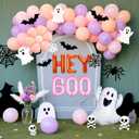 JeVenis Groovy Halloween Hey Boo Baby Shower Party Ghost Mylar Balloons for Groovy Boho Rainbow Retro Hippie Little Boo Daisy Party Decoration (Orange3)