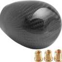 Universal Real Carbon Fiber Shift Knob Gear Shift Knob with 3 Adapters Compatible with Most Manual Vehicles Black