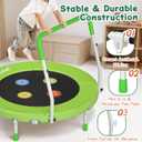 36-Inch Toddler Trampoline with Adjustable Bar, 3FT Foldable Mini Rebounder, Green