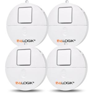 EVA LOGIK Modern Ultra-Thin Window Alarm with Loud 120dB Sound and Vibration Sensors Compatible with Virtually Any Window, Glass Break Alarm Perfect for Home, Office, Dorm Room- 4 Pack
