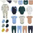 The Peanutshell 23-Piece Baby Boy Clothing Set, 100% Cotton, Newborn Essentials Must Haves, Blue & Multicolor (9 Months)