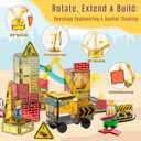 SKTMYY Magnetic Tiles Construction Toys with Road & Crane & Marble Run, Double-Sided Fire Station & Building Magnet Tiles for Kids Ages 4-8, STEM Magnetic Blocks Gifts for 3 4 5 6 7 8 Year Old Boys