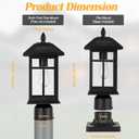 Brilvibera Solar Post Lights 2 Packs, Waterproof Post Lantern with Pier Mount Base, Aluminum Post Lamp Warm White Bulb Included for Yard Garden Pillar Pole Pathway