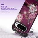 Hocase for Google Pixel 9 Pro XL Case, Shockproof Heavy Duty Protection Hard Plastic+Silicone Rubber Bumper Hybrid Protective Case for Google Pixel 9 Pro XL 6.8" 2024 - Royal Purple Flowers