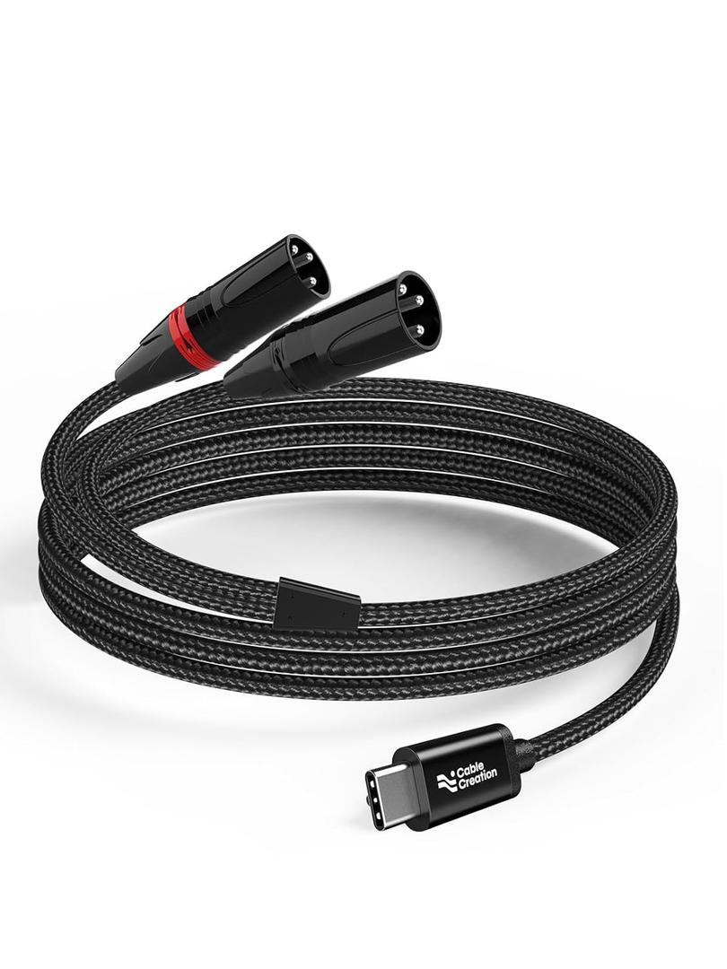 CableCreation USB C to Dual XLR Audio 3.3ft, Type C to 2 XLR Male Output Stereo USBC to XL R Y-Splitter for APM, Speaker, Mixer,Work for Cellphone/Laptop/Tablet,Windows Macos iOS Android Linux