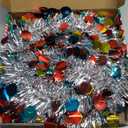 5FT Pop Up Christmas Tinsel Tree with 2 Modes 50 LED Lights and Colorful Sequins Ornaments, Easy-Assemble and Store for Xmas Home Holiday Fireplace Party Decorations (Sliver)