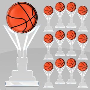 12 Pcs Acrylic Trophy Small Basketball Award 6.69 x 2.95 Inch Championship Game Baseball Softball Prize Keepsake Acrylic Coach Gift for Athlete Sports Lover Gift Party Favor