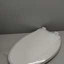 Huttdmel Elongated Toilet Seat 18.5", Soft Close Quiet Lid, Top & Bottom Mount, Never Loosen Hinges, Easy Install, Heavy Duty PP No Yellowing, Fits Standard Elongated Toilets, White