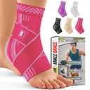 Ankle Brace for Men & Women, Foot Compression Sleeve w/Arch Support Open Toe Socks, Stabilizing Wrap for Torn Ligaments, Sprained Ankle, Achilles Tendonitis, Arthritis, Recovery, Sport, Fitness M