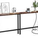 Keelian 70" Narrow Console Sofa Table - Power Outlets & 2 USB Ports, Metal Frame, Rustic Brown, Perfect for Hallway, Office, and Behind Sofa - Easy Assembly, 4.9' Extension Cord Included
